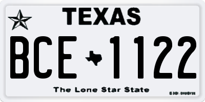TX license plate BCE1122