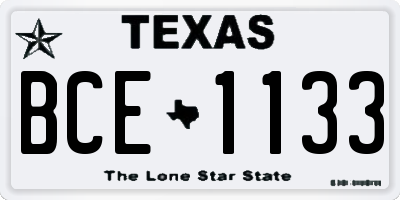 TX license plate BCE1133