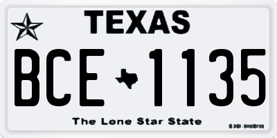 TX license plate BCE1135