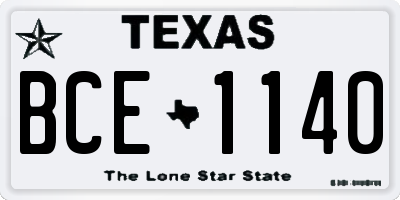 TX license plate BCE1140