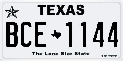 TX license plate BCE1144