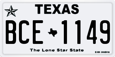 TX license plate BCE1149