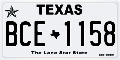 TX license plate BCE1158