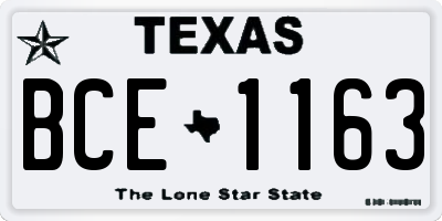 TX license plate BCE1163
