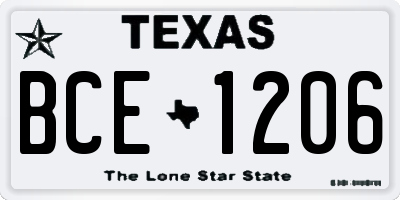 TX license plate BCE1206