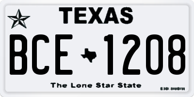 TX license plate BCE1208