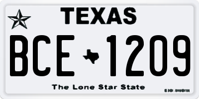 TX license plate BCE1209