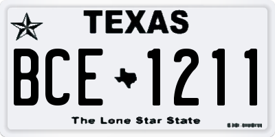 TX license plate BCE1211