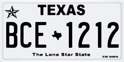 TX license plate BCE1212