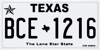 TX license plate BCE1216