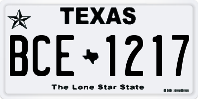 TX license plate BCE1217