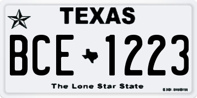 TX license plate BCE1223