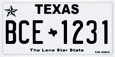 TX license plate BCE1231