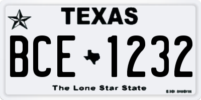 TX license plate BCE1232
