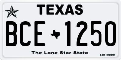 TX license plate BCE1250