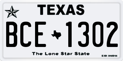 TX license plate BCE1302