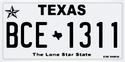 TX license plate BCE1311