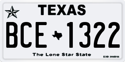 TX license plate BCE1322