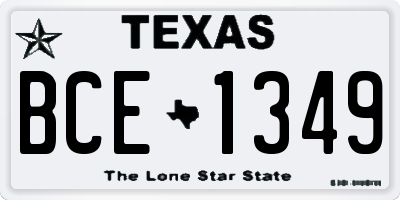 TX license plate BCE1349