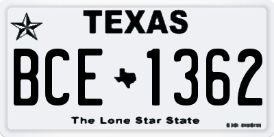 TX license plate BCE1362