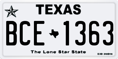 TX license plate BCE1363