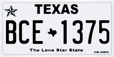 TX license plate BCE1375