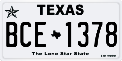 TX license plate BCE1378
