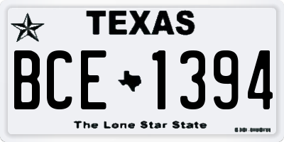 TX license plate BCE1394