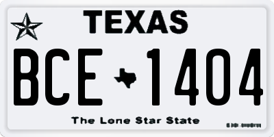 TX license plate BCE1404