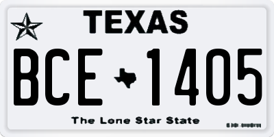TX license plate BCE1405
