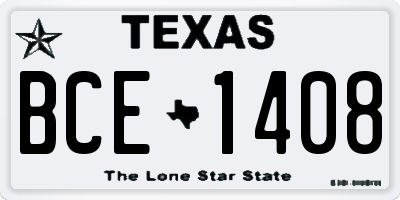 TX license plate BCE1408