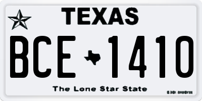 TX license plate BCE1410