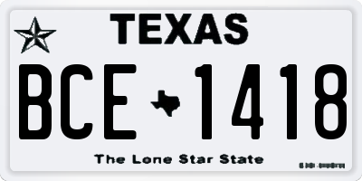 TX license plate BCE1418