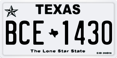 TX license plate BCE1430