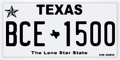 TX license plate BCE1500