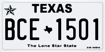 TX license plate BCE1501