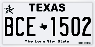 TX license plate BCE1502