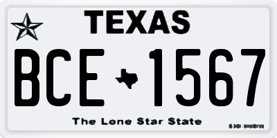 TX license plate BCE1567