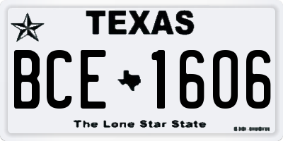 TX license plate BCE1606