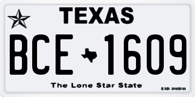TX license plate BCE1609