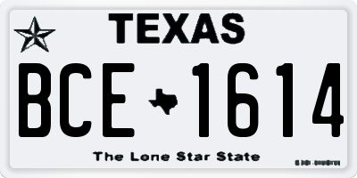 TX license plate BCE1614