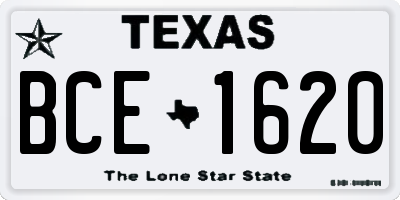 TX license plate BCE1620
