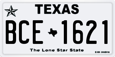 TX license plate BCE1621
