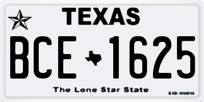 TX license plate BCE1625
