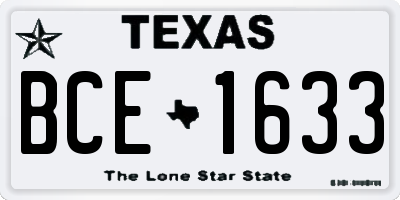 TX license plate BCE1633