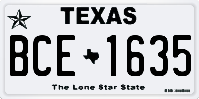 TX license plate BCE1635