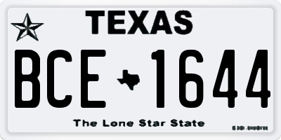TX license plate BCE1644