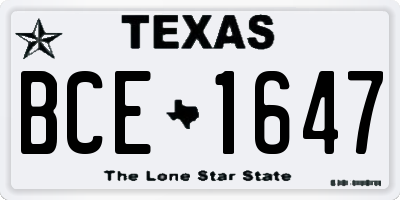 TX license plate BCE1647