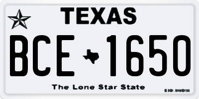 TX license plate BCE1650