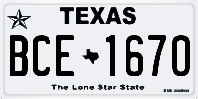 TX license plate BCE1670